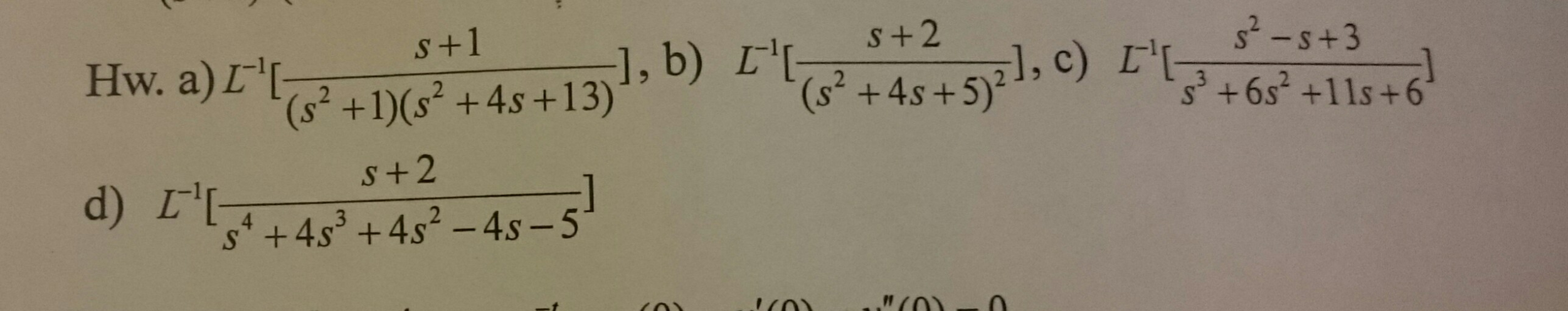 Solved Laplace L^-1 [s + 1/(s^2 + 1)(s^2 + 4s + 13)], L^-1 | Chegg.com