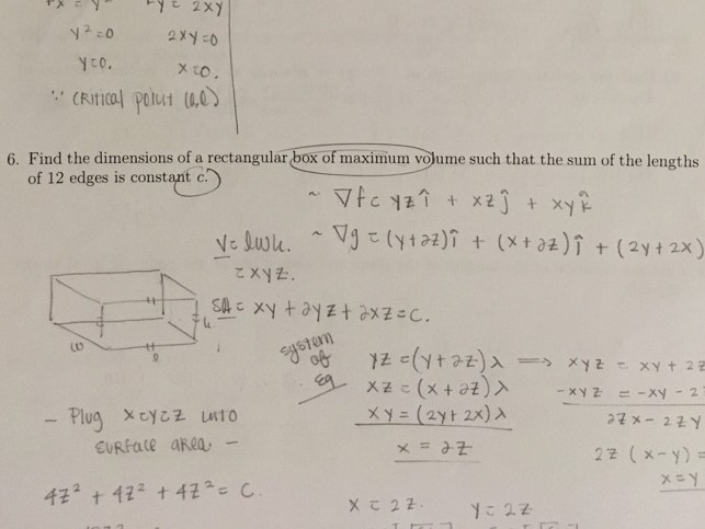 Solved find the dimensions of a rectangular box of maximum chegg
