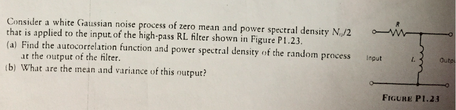 Solved Consider a white Gaussian noise process of zero mean | Chegg.com