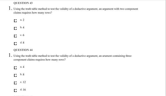 Solved Using the truth table method to test the validity of  Chegg.com