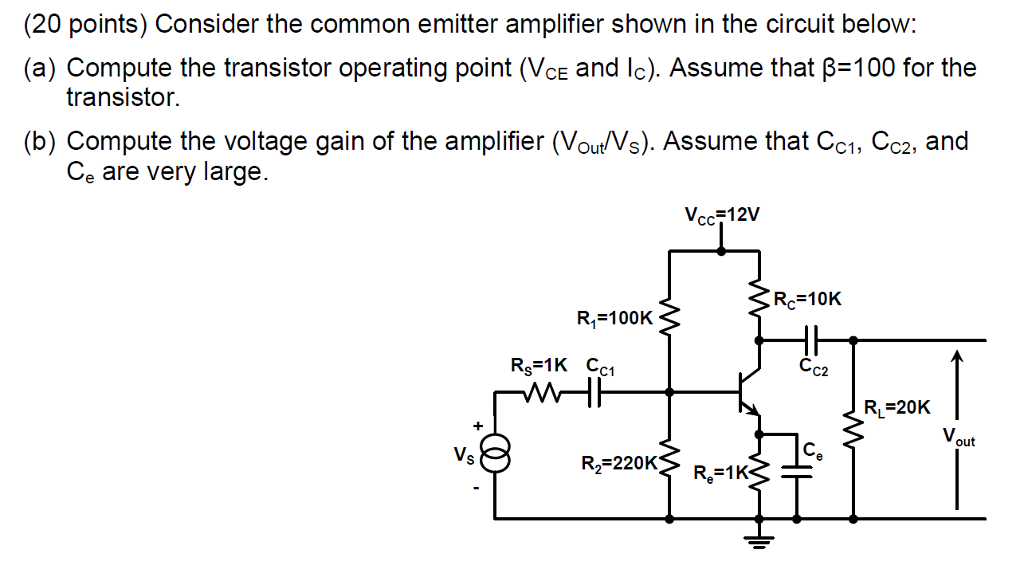 Solved Consider the common emitter amplifier shown in the | Chegg.com