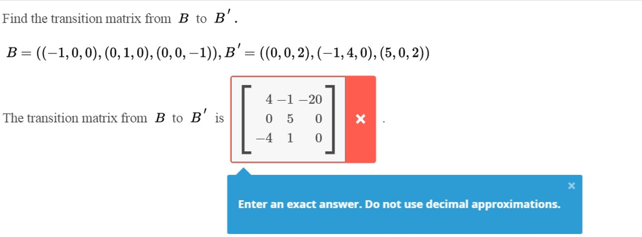 Solved Find The Transition Matrix From B To B'. B = ((-1, | Chegg.com