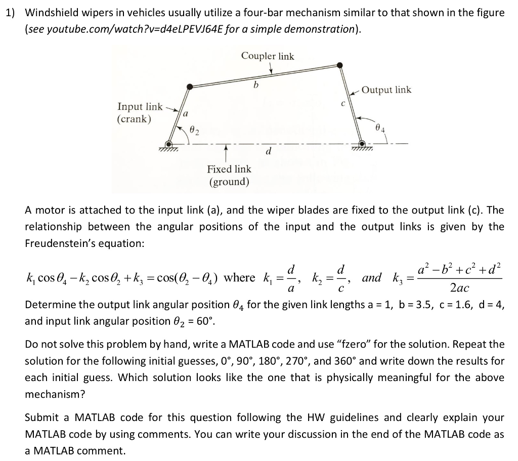 Solved 1) Windshield wipers in vehicles usually utilize a
