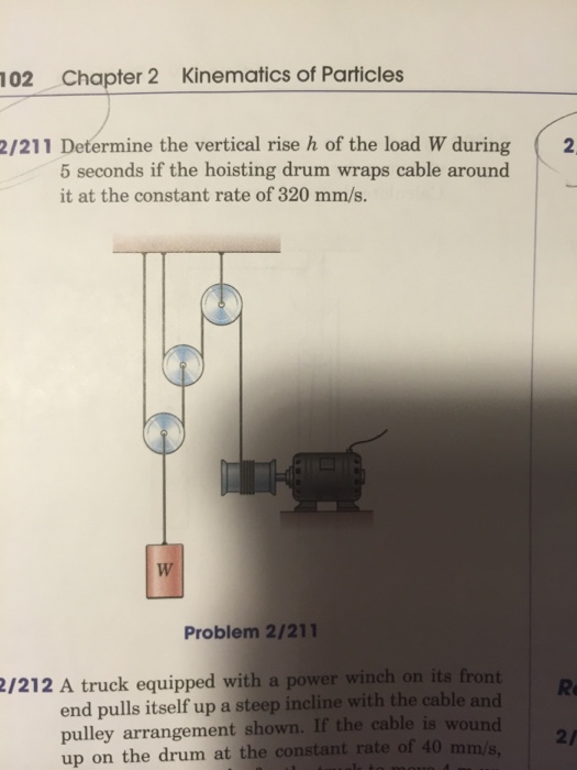 Determine the vertical rise h of the load W during 5