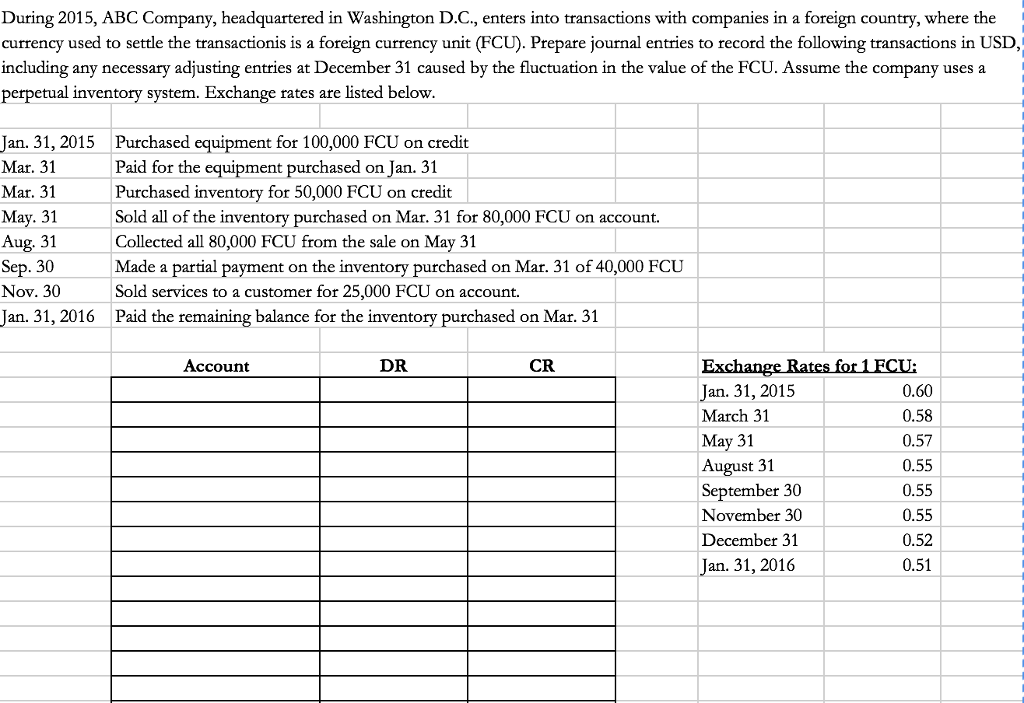 Solved During 2015, ABC Company, headquartered in Washington
