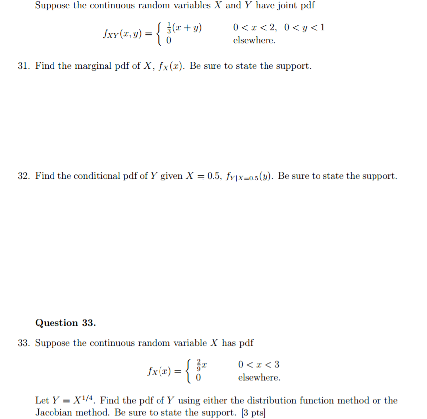 Solved Suppose The Continuous Random Variables X And Y Have 7388