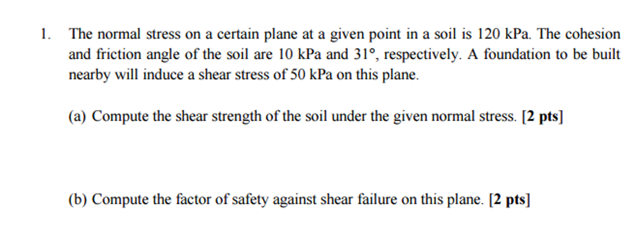 Solved The normal stress on a certain plane at a given point | Chegg.com