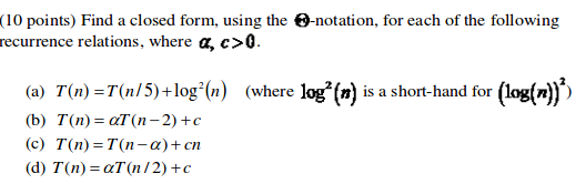 Find a closed form for each of the following | Chegg.com
