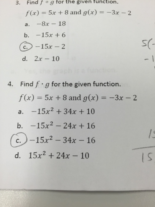 Solved Find f g for the given function f(x)=5x+8 and | Chegg.com