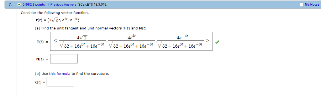 Solved Consider The Following Vector Function R T 4