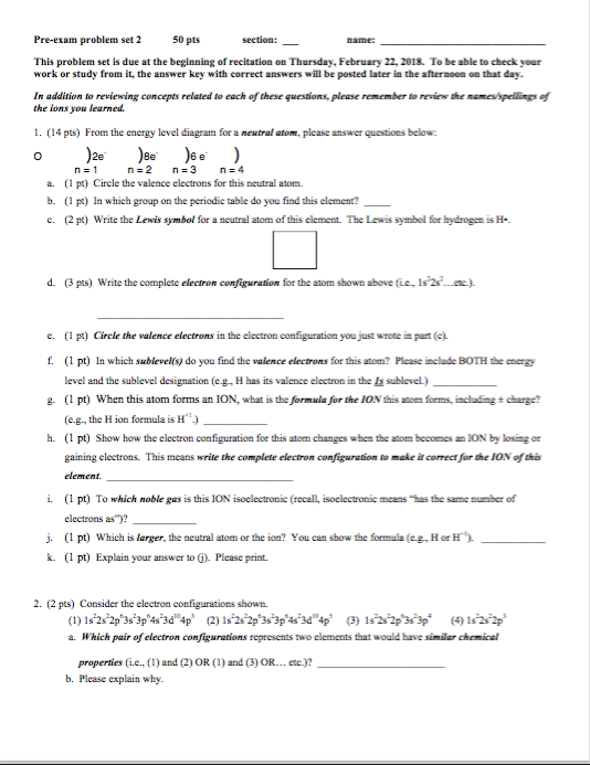 Solved Pre-exam problem set 2 50 pts section: This problem | Chegg.com