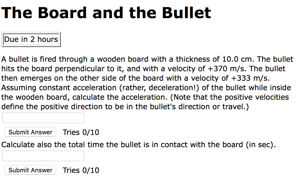 Bullet Problem Solved The Board and the Bullet Due in 2 hours A bullet is | Chegg.com