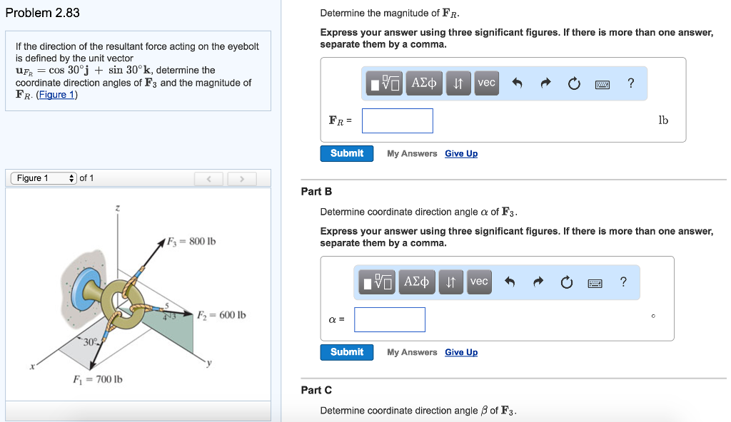 Solved If the direction of the resultant force acting on the | Chegg.com