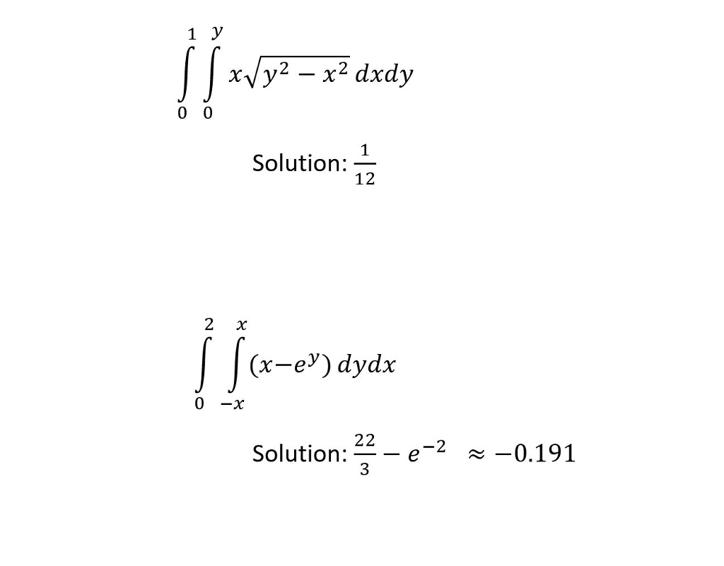 double integrals solved problems pdf
