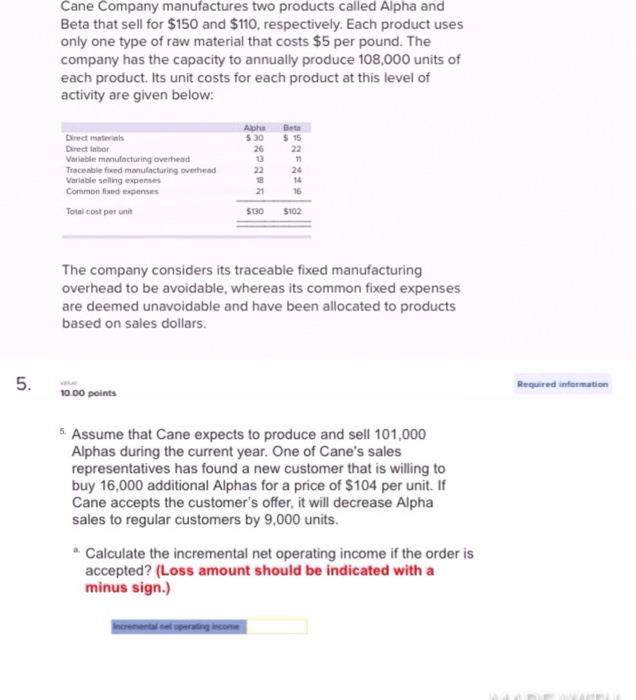 solved-cane-company-manufactures-two-products-called-alpha-chegg