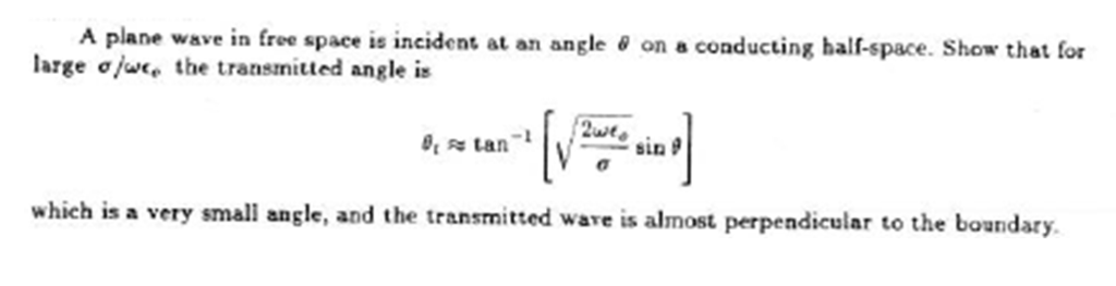 Solved A plane wave in free space is incident at an angle θ | Chegg.com