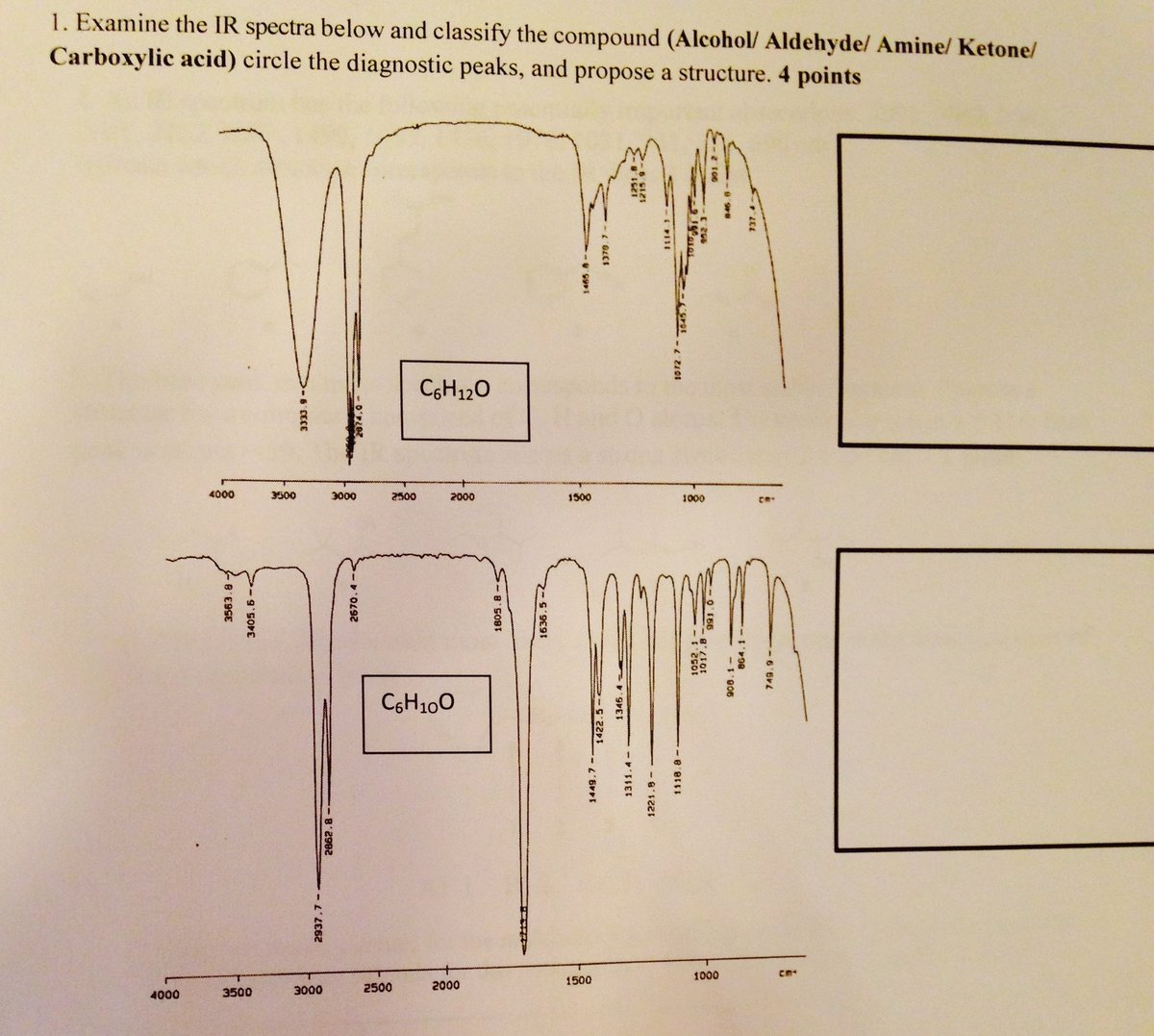 Solved 1 Examine The Ir Spectra Below And Classify The