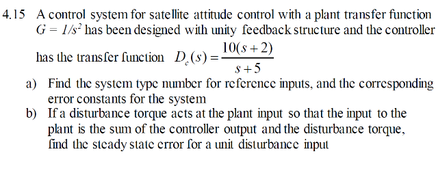 Solved A control system for satellite attitude control with | Chegg.com