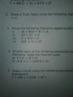Solved Draw a Truth Table using the following + C) Prove | Chegg.com