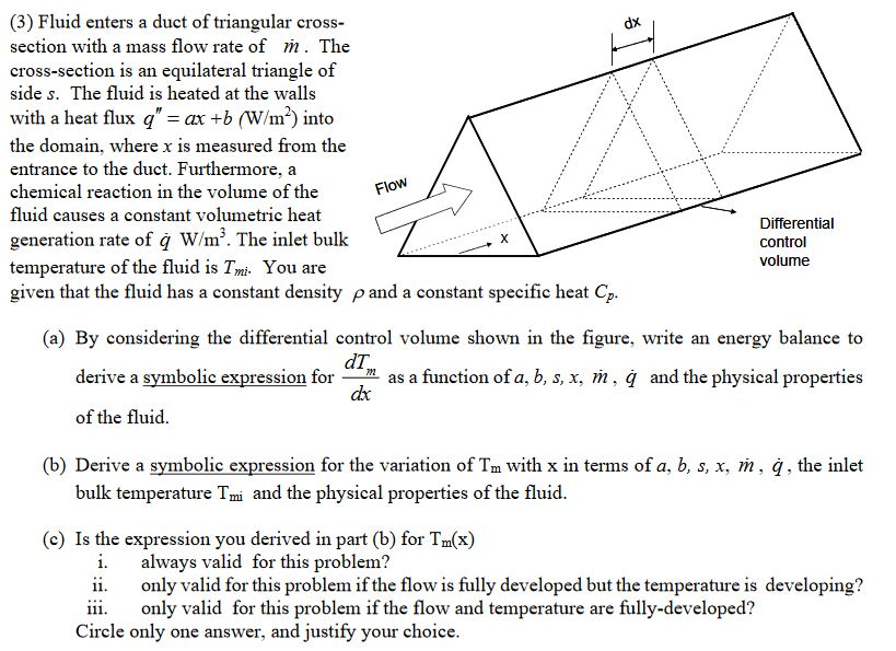 Solved Fluid enters a duct of triangular crosssection with