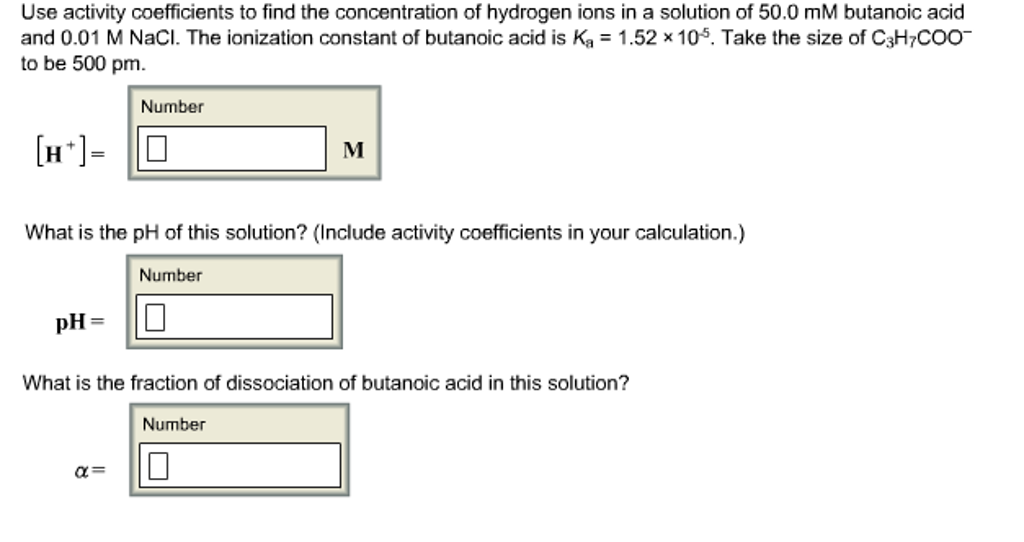 Use activity coefficients to find the concentration | Chegg.com