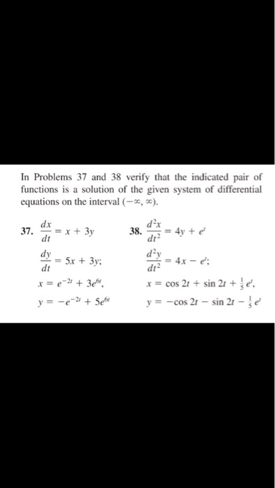 Solved In Problems 37 and 38 verify that the indicated pair | Chegg.com