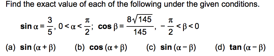 Solved Find the exact value of each of the following under | Chegg.com