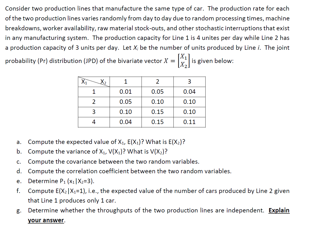 Consider Two Production Lines That Manufacture The Chegg