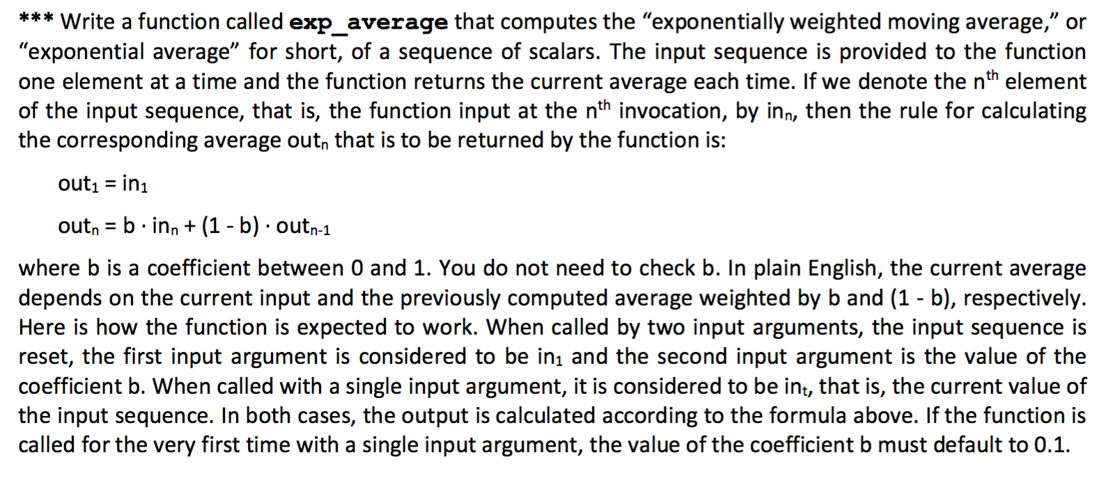 Solved **Write a function called exp_average that computes | Chegg.com