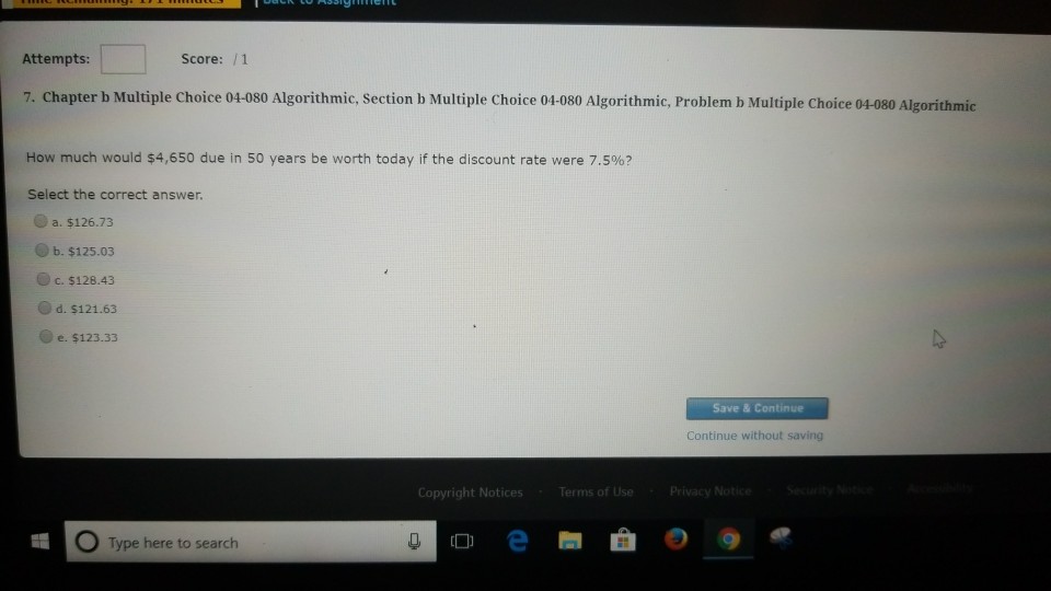 Solved Attempts Score: /1 7. Chapter b Multiple Choice | Chegg.com