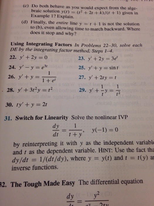 Solved Solve Each DE By The Integrating Factor Method, Steps | Chegg.com