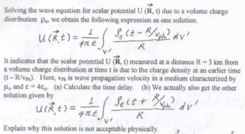Solved Solving the wave equation for scalar potential U (R, | Chegg.com