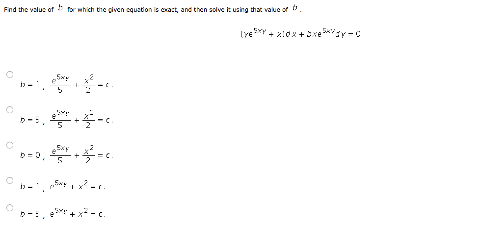 Solved Find The Value Of B For Which The Given Equation Is | Chegg.com