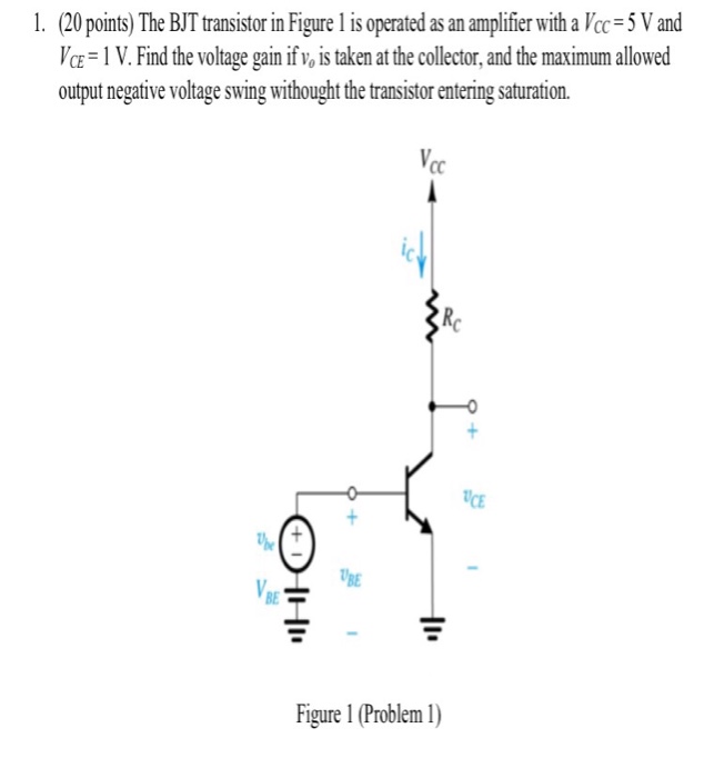 Solved The BJT transistor in figure 1 is operated as an | Chegg.com