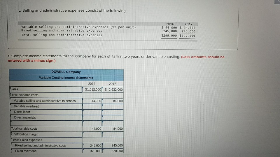 Solved dowell company produces a single product its income chegg