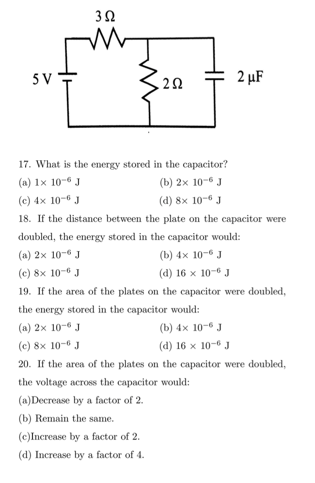 Solved What is the energy stored in the capacitor? 1 times