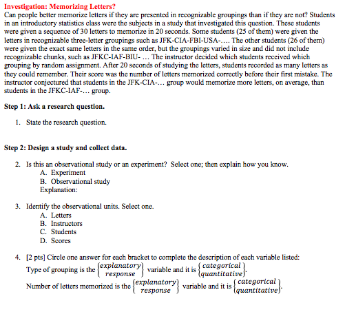 Memorizing Letters Solved Investigation: Memorizing Letters? Can people better | Chegg.com
