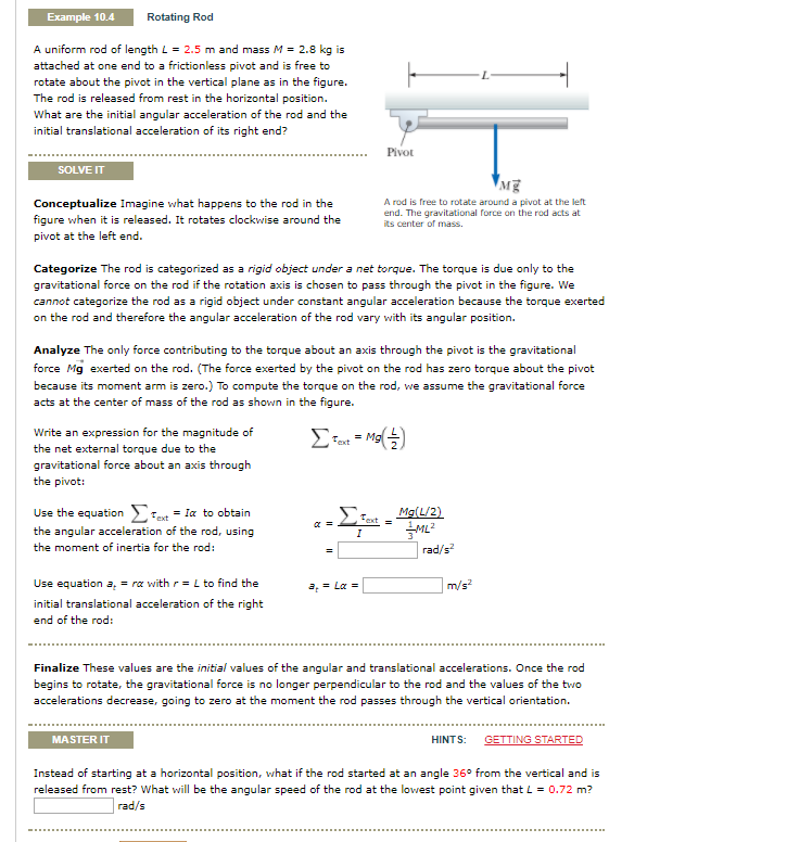 Solved Rotating Rod A Uniform Rod Of Length L = 2.5 M And...