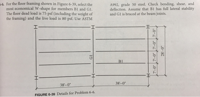 Solved For the floor framing shown in Figure 6-39, select | Chegg.com