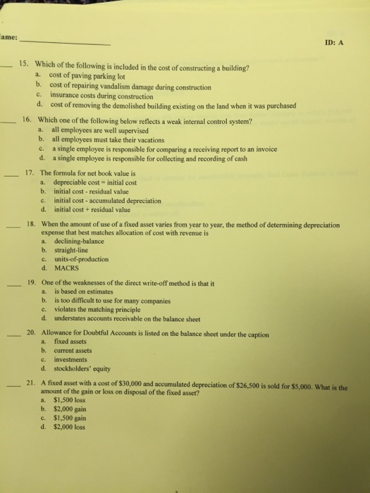 Solved Which of the following is included in the cost of