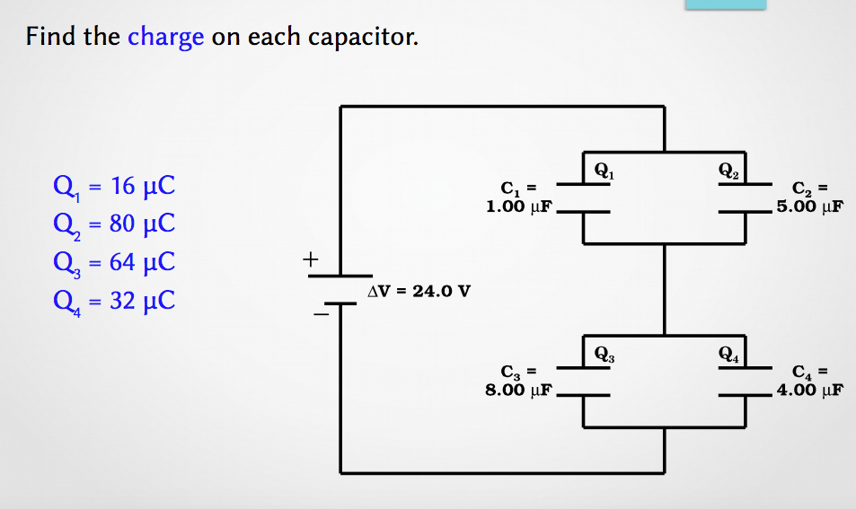 Solved Find the charge on each capacitor.