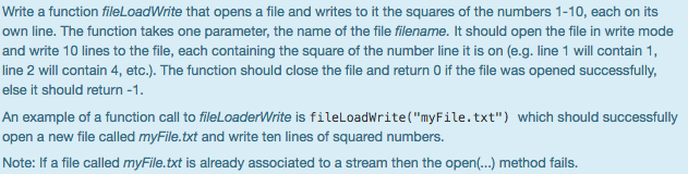 Solved Write a function fileLoadWrite that opens a file and | Chegg.com