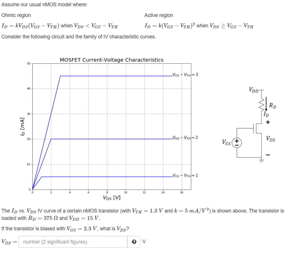 Solved Assume our usual nMOS model where Ohmic region