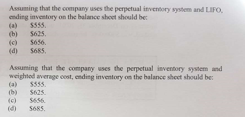 Solved A Company Has The Following Information Available For | Chegg.com