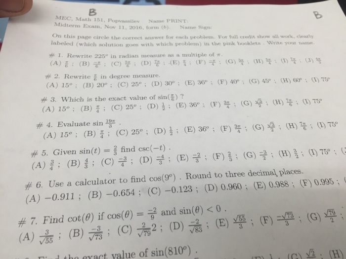 Solved Rewrite 225 degree in radian measure as a multiple