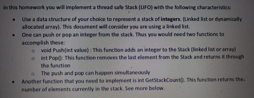Solved In this homework you will implement a thread safe | Chegg.com