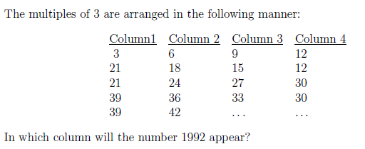 Solved The multiples of 3 are arranged in the following | Chegg.com