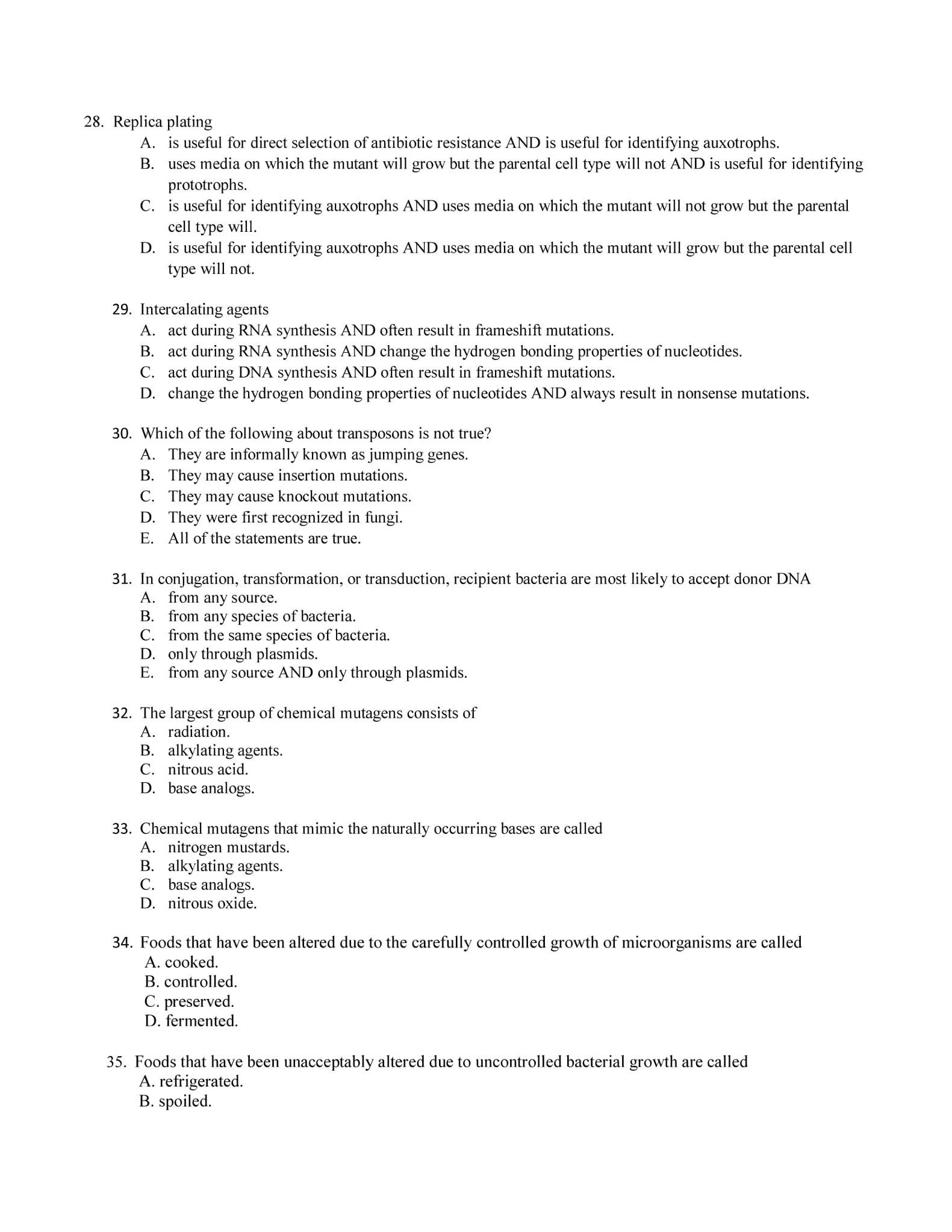 Solved 28. Replica plating A. is useful for direct selection