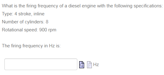 Solved What is the firing frequency of a diesel engine with | Chegg.com
