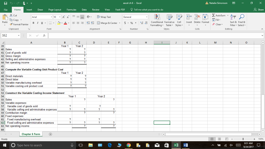 Solved What do you mean by excel format? it doesnt let me | Chegg.com